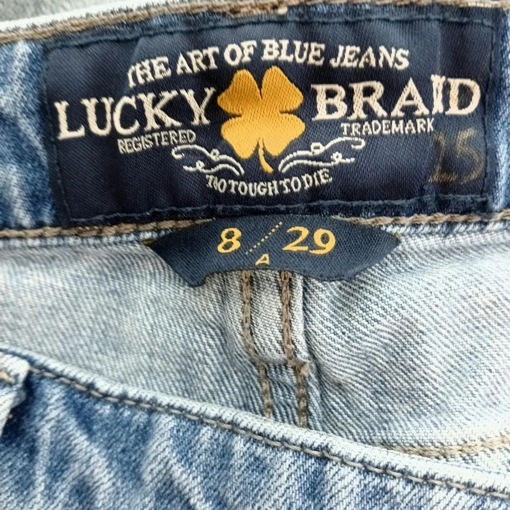 Lucky Brand Jeans Womens 8/29 Blue Ava Skinny Distressed Raw Hem Contrast Pocket